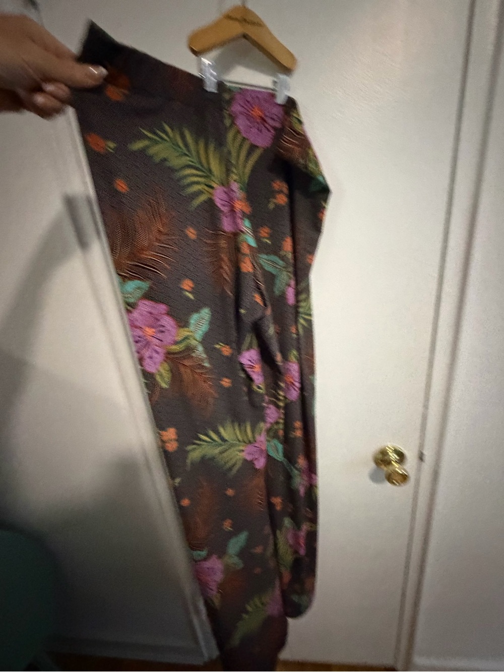 Veronica M Wide Leg Pants in Brown with Pink & Green Floral Print